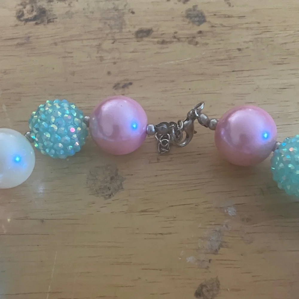 Pink and Blue Beaded Necklace